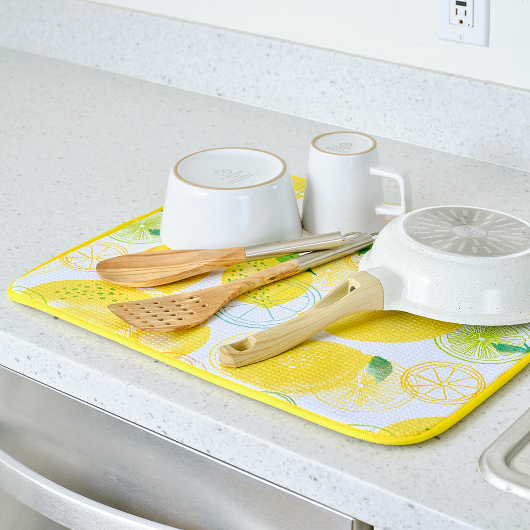 Lemon Plaid Dish Drying Mats WerkShoppe