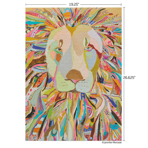 Art by Jennifer Mercede, majestic lion puzzle, 1000 piece jigsaw puzzle, puzzle lovers, 1000 piece puzzle, jigsaw puzzles,
100% recycled & non-toxic, puzzle gifts, lion, animal