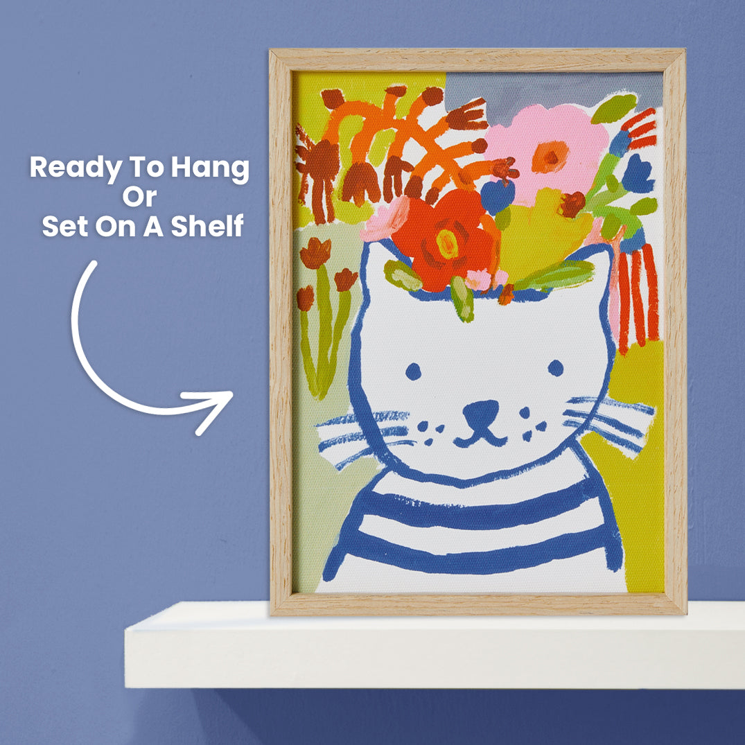 Blue Cat | Framed Canvas Art
