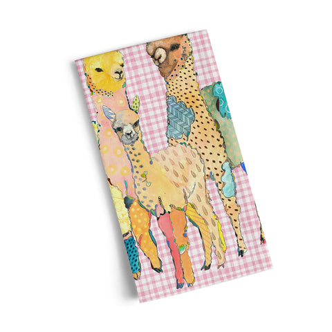 art by emily reid, llama family towel, artistic cotton towels, cotton tea towels, kitchen decor, 100% cotton kitchen towel,
where to buy tea towels, tea towels for sale,