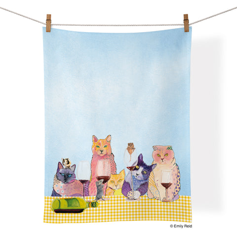 Art by Emily Reid, wine tasting towel, animals, wine lovers, cute tea towels, funny animals, colorful towels, unique dish towels