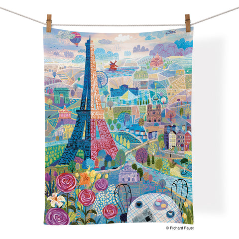 Art by Richard Faust, paris cotton tea towel, where to buy tea towels, tea towels for sale,
cool dish towels, cotton kitchen towels