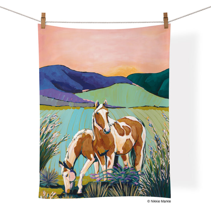 Painted Horses Cotton Tea Towel