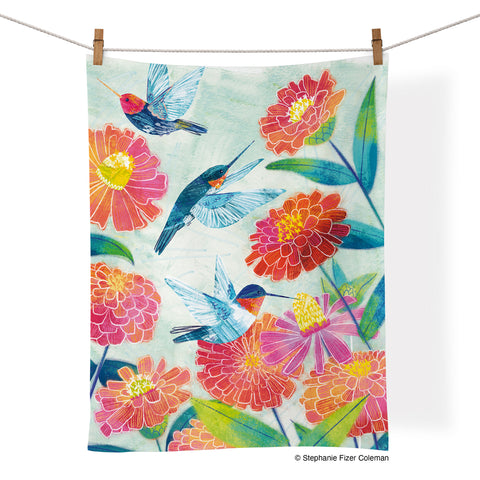 Art by Stephanie Fizer Coleman, hummingbird tea towel, cool dish towels, cotton kitchen towels,
colorful towels, unique dish towels,
tea towels cotton, kitchen towels cotton, florals