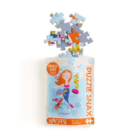 Mermaid and Friends 48 Piece Jigsaw Puzzle Snax, Art by Ellen Giggenbach, puzzles for beginners, jigsaw puzzles for kids, sea creatures, seahorse, jelly fish 