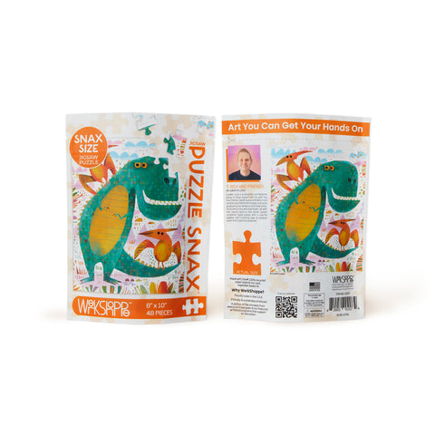 T-Rex and Friends 48 Piece Jigsaw Puzzle Snax, art by Gareth Lucas, dinosaur puzzle for kids, artist designed puzzles