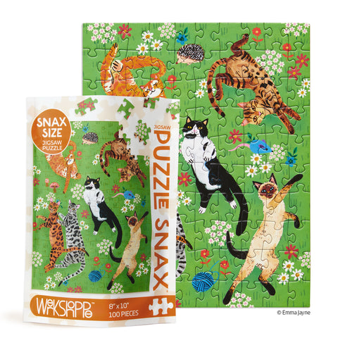 Cat Nap 100 Piece Jigsaw Puzzle, Art by Emma Jayne, cat lovers, travel size puzzles, gifts for kids