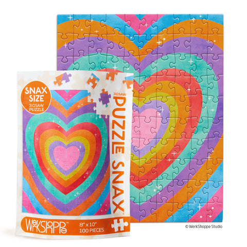 Velvet Heart 100 Piece Puzzle Snax, colorful heart puzzle for kids, puzzles for beginners, jigsaw puzzles for kids