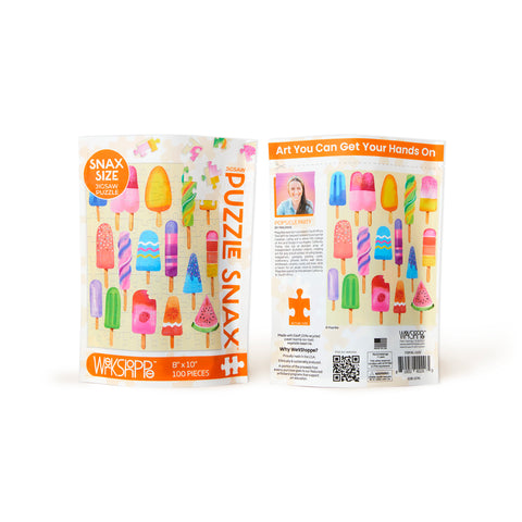 Popsicle Party 100 Piece Jigsaw Puzzle, Art by Magrikie Berg, colorful summer scene, ice pops, kids puzzle