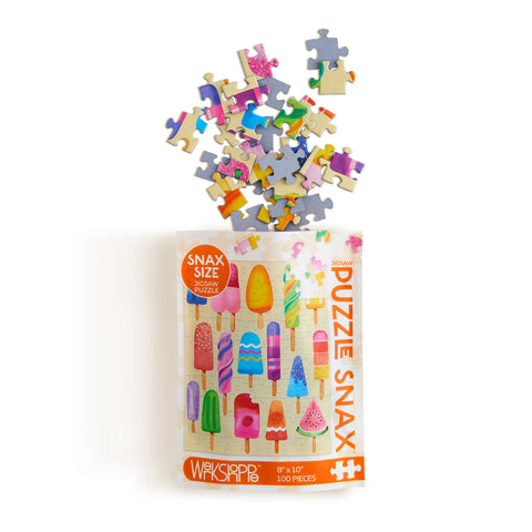 Popsicle Party 100 Piece Jigsaw Puzzle, Art by Magrikie Berg, colorful summer scene, ice pops, kids puzzle