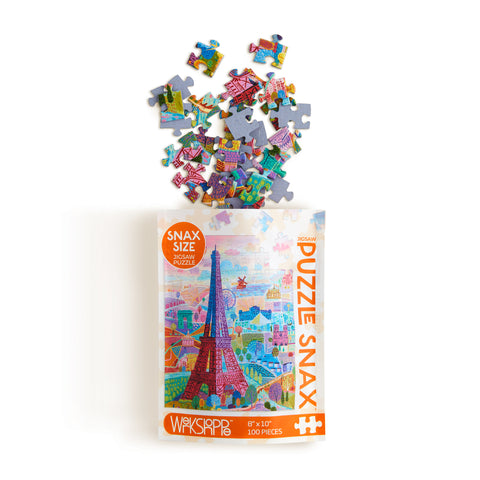 Paris Holiday 100 Piece Jigsaw Puzzle, art by Richard Faust, Eiffel Tower puzzle, Paris, France, artist designed puzzles,