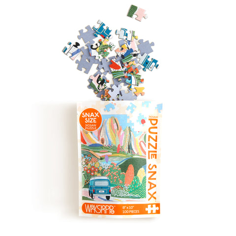 Day Tripping 100 Piece Jigsaw Puzzle, Art by Marina Ester Castaldo, 100 piece puzzle for kids, artist designed puzzles, scenic landscape