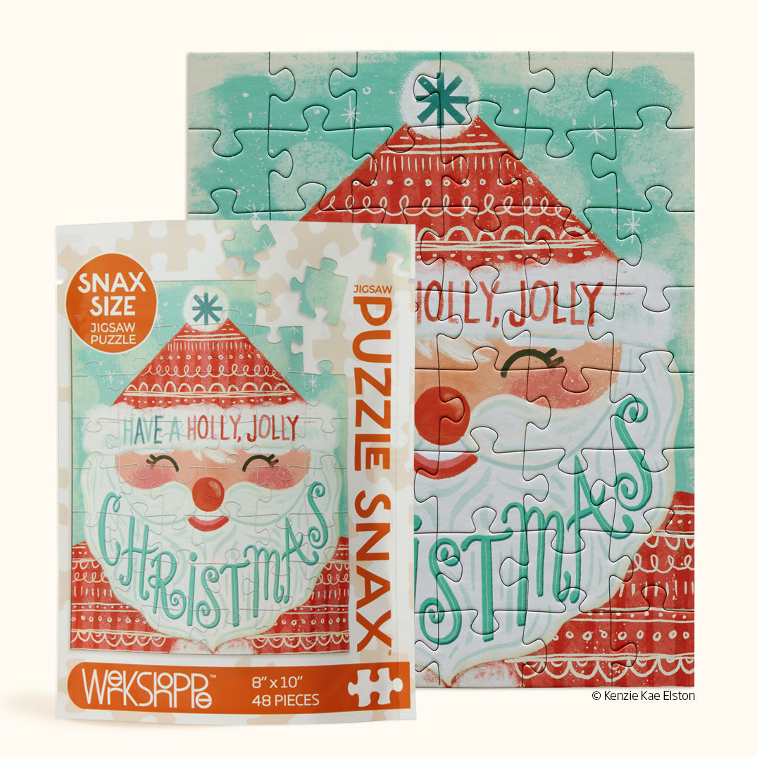 Holly Jolly Santa | 48 Piece Holiday Puzzle Snax