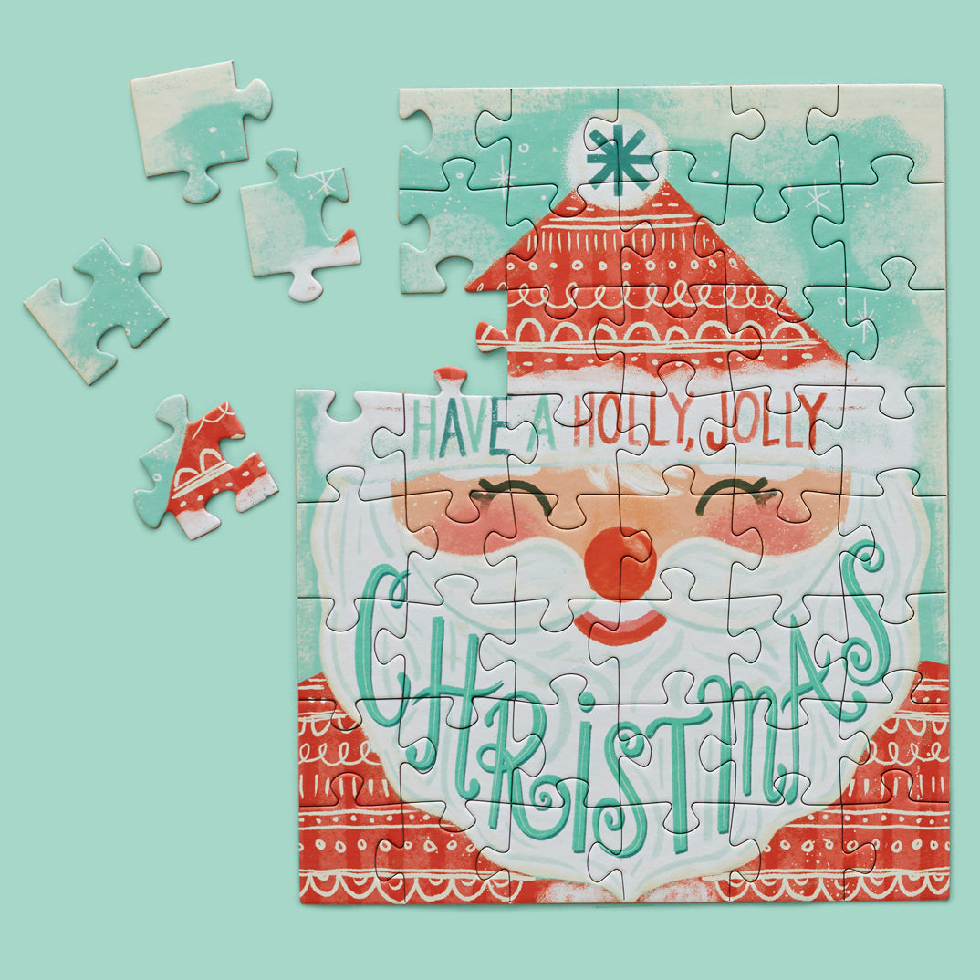 Holly Jolly Santa | 48 Piece Holiday Puzzle Snax