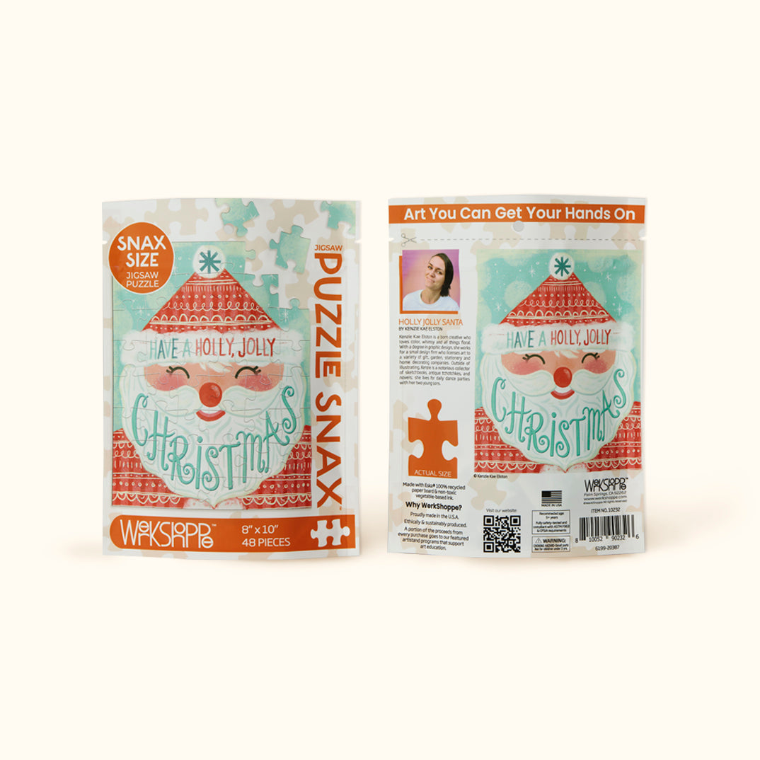 Holly Jolly Santa | 48 Piece Holiday Puzzle Snax