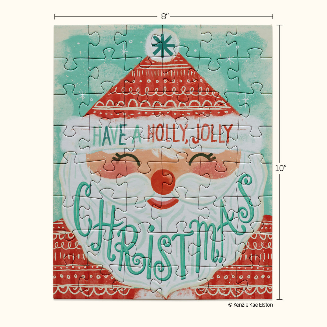 Holly Jolly Santa | 48 Piece Holiday Puzzle Snax