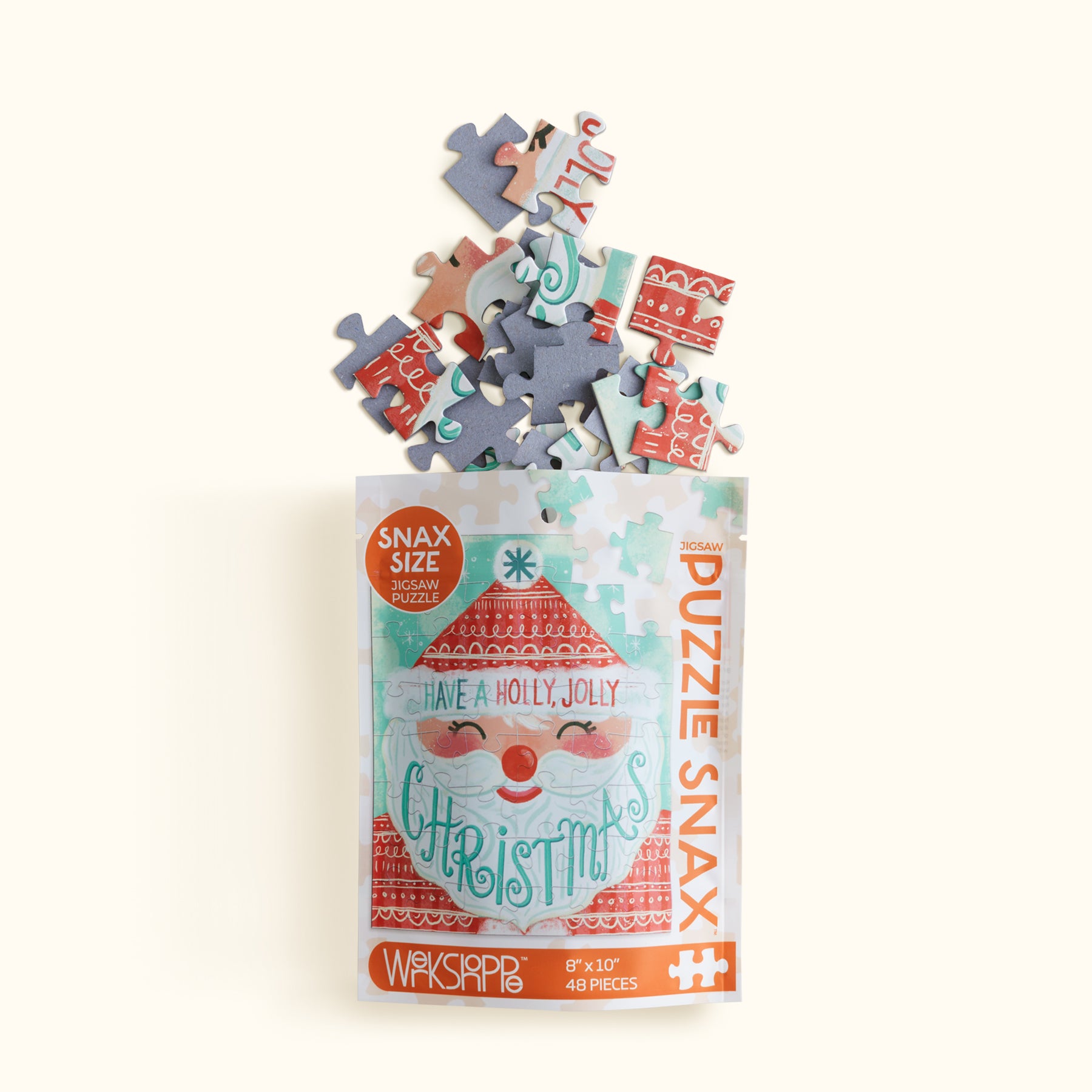 Holly Jolly Santa | 48 Piece Holiday Puzzle Snax