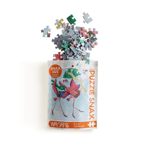 Flamingo Ice Dance 100 Piece Holiday Puzzle Snax