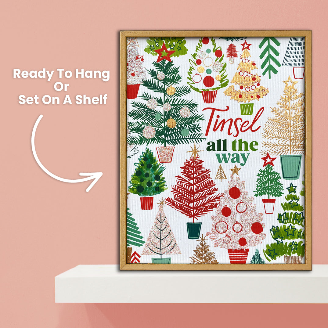 Tinsel All The Way | Holiday Framed Canvas Art