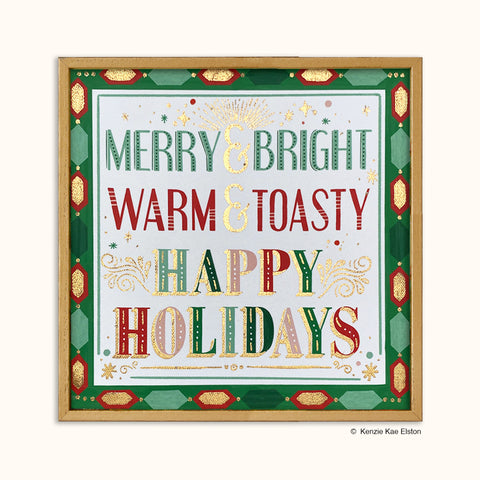 Merry and Bright Holiday Framed Canvas Art