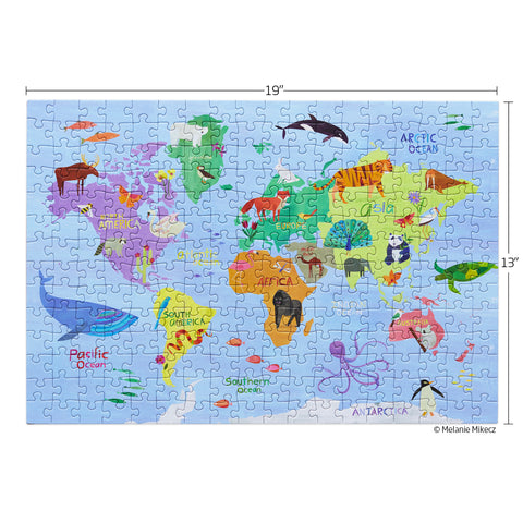 Animal World Map 250 Piece Kids Puzzle