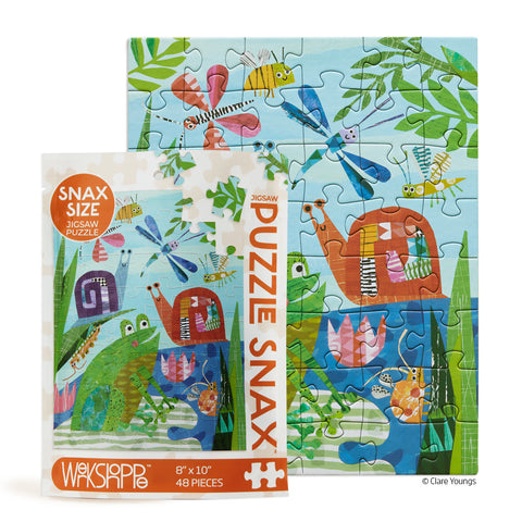 Art by Clare Youngs, little critters 48 piece puzzle snax, kids travel puzzle, animal lovers, puzzles for beginners, jigsaw puzzles for kids