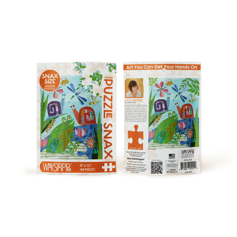 Art by Clare Youngs, little critters 48 piece puzzle snax, kids travel puzzle, animal lovers, puzzles for beginners, jigsaw puzzles for kids