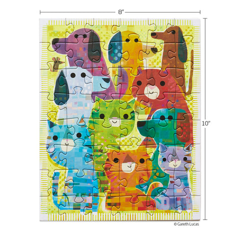Tats And Dods 48 Piece Kids Puzzle Snax, art by Gareth Lucas, dogs & cats puzzle for kids, puzzles for beginners, jigsaw puzzles for kids