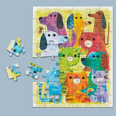 Tats And Dods 48 Piece Kids Puzzle Snax, art by Gareth Lucas, dogs & cats puzzle for kids, puzzles for beginners, jigsaw puzzles for kids