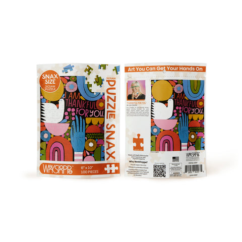 Thankful For You 100 Piece Puzzle Snax, art by Lisa Congdon, coloful puzzle for kids, gratitude, artist designed puzzles
