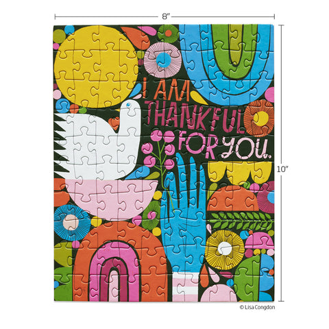 Thankful For You 100 Piece Puzzle Snax, art by Lisa Congdon, coloful puzzle for kids, gratitude, artist designed puzzles