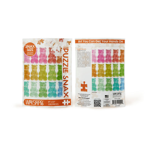 gummy bears 100 piece puzzle, travel size puzzles, gifts for kids, 100% recycled & non-toxic