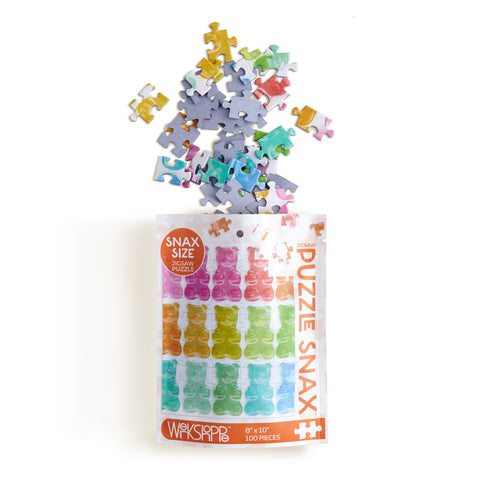 gummy bears 100 piece puzzle, travel size puzzles, gifts for kids, 100% recycled & non-toxic