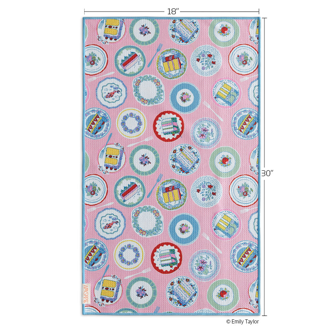 Art by Emily Taylor, piece of cake towel, baking lovers, cake art, best kitchen towels, microfiber tea towels, artist designed kitchen towels 