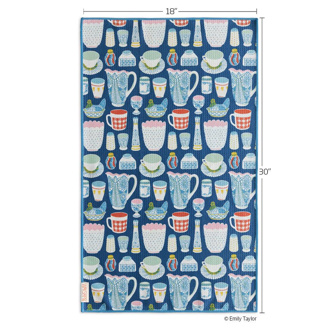 Art by Emily Taylor, vintage glass microfiber towel, best kitchen towels, artist designed kitchen towels 