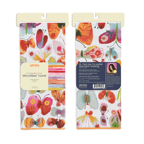 Art by Carolyn Gavin, Belize butterflies, eco-friendly microfiber towels, ultra-absorbent, quick drying
best kitchen towels, microfiber tea towels, artist designed kitchen towels,  colorful stripes