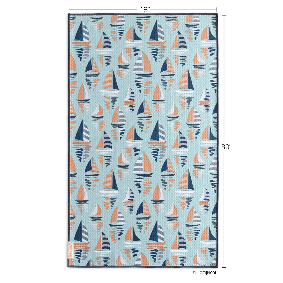 Art by Tara Neal, gone sailing towel, sail boats, nautical kitchen, eco-friendly microfiber towels, ultra-absorbent, quick drying
best kitchen towels, microfiber tea towels, artist designed kitchen towels,  coastal decor