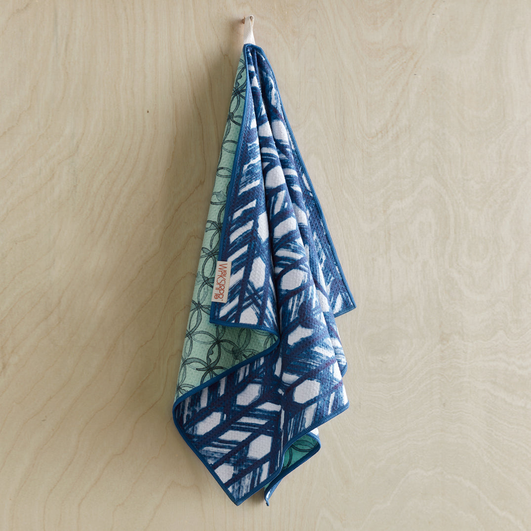 Indigo Lattice Microfiber Towel