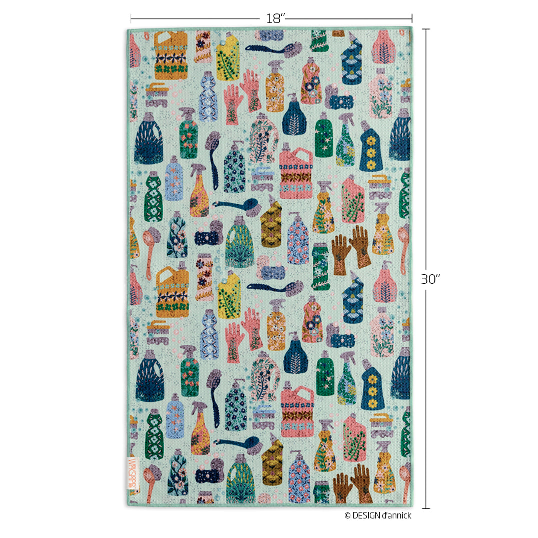 Art by Annick Schmidt-Reichardt, cleaning day towel, retro kitchen towel, reversible microfiber towels, artistic kitchen towels, kitchen towels
eco-friendly microfiber towels, ultra-absorbent, quick drying