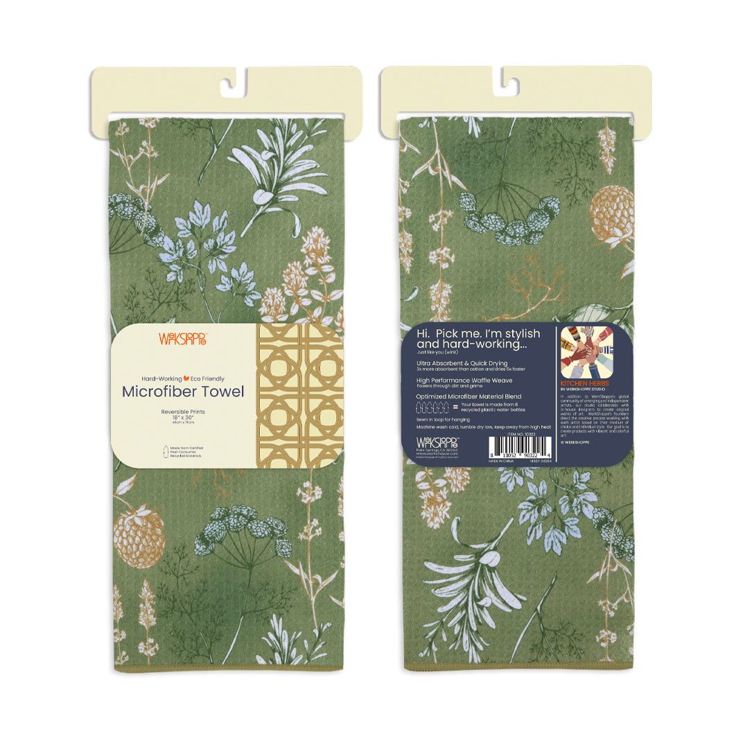 Kitchen Herbs Microfiber Kitchen Dish Towel, garden lovers, reversible microfiber towels, artistic kitchen towels, kitchen towels
eco-friendly microfiber towels, ultra-absorbent, quick drying