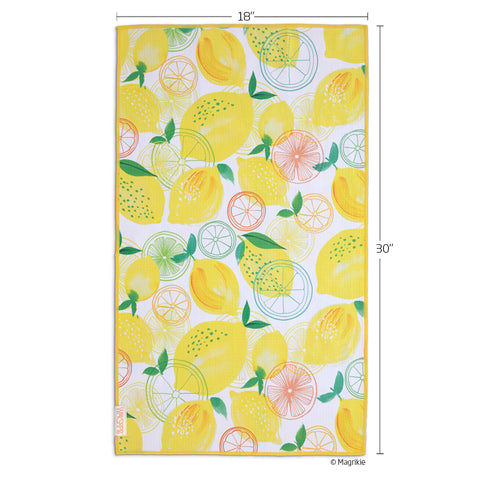 Art by Magrikie Berg, lemon plaid microfiber kitchen towel, lint-free, bright patterns, best kitchen towels, microfiber tea towels, artist designed kitchen towels 