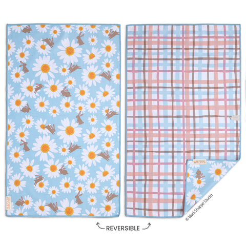 daisy hop, bunnies, floral, eco-friendly microfiber towels, ultra-absorbent, quick drying
best kitchen towels, microfiber tea towels, artist designed kitchen towels 