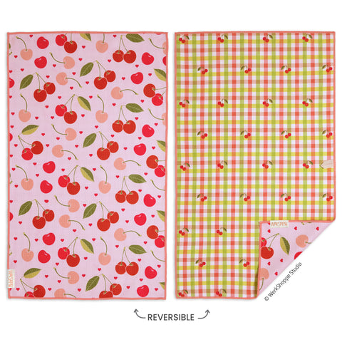 Cherry Hearts Microfiber Kitchen Dish Towel