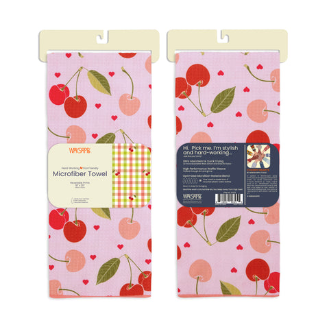 Cherry Hearts Microfiber Kitchen Dish Towel