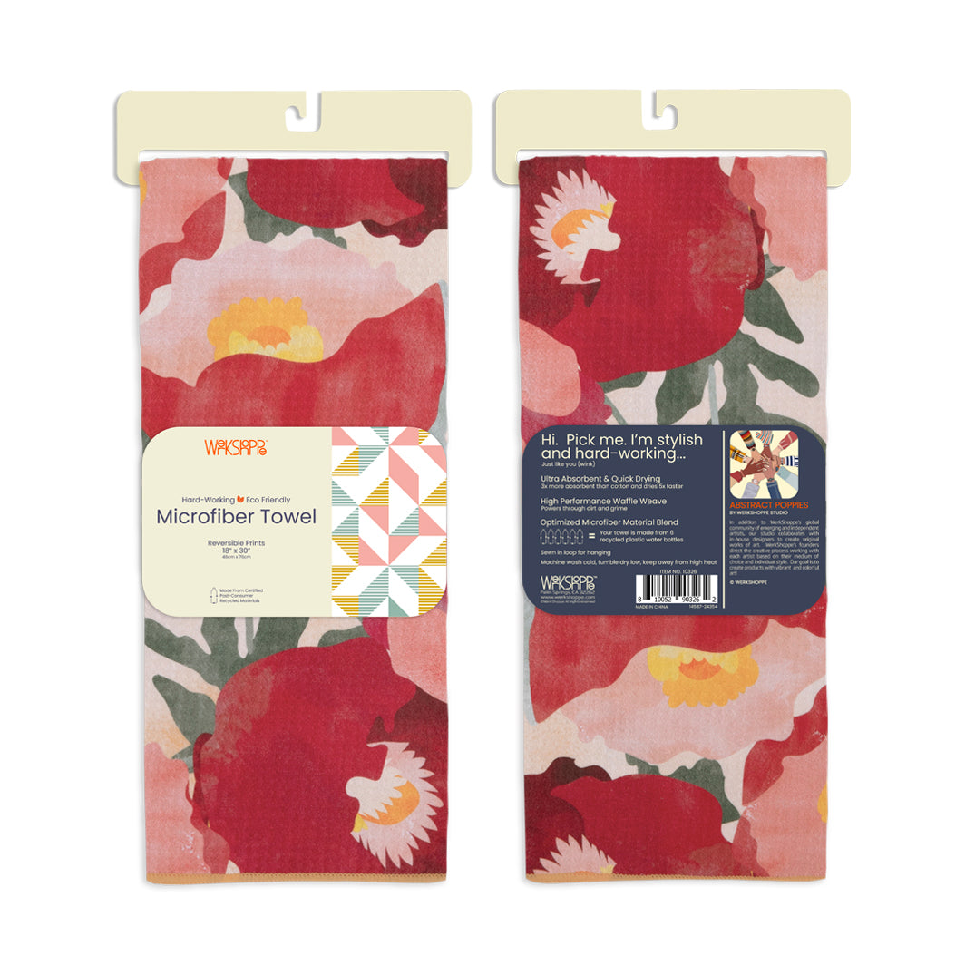 eco-friendly microfiber towels, ultra-absorbent, quick drying
best kitchen towels, microfiber tea towels, artist designed kitchen towels, poppies, florals