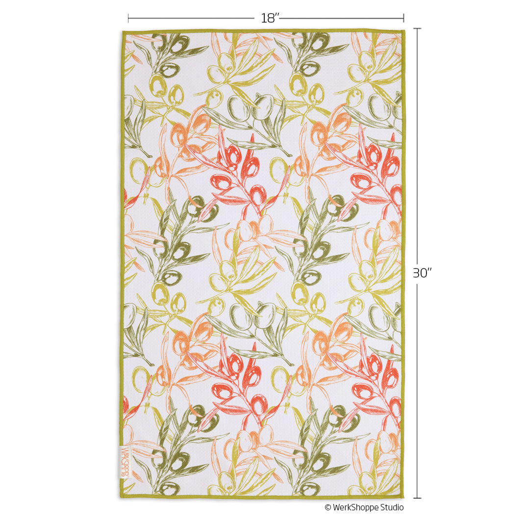 Olive Branch Microfiber Kitchen Dish Towel, retro pattern, reversible microfiber towels, artistic kitchen towels, kitchen towels
eco-friendly microfiber towels, ultra-absorbent, quick drying