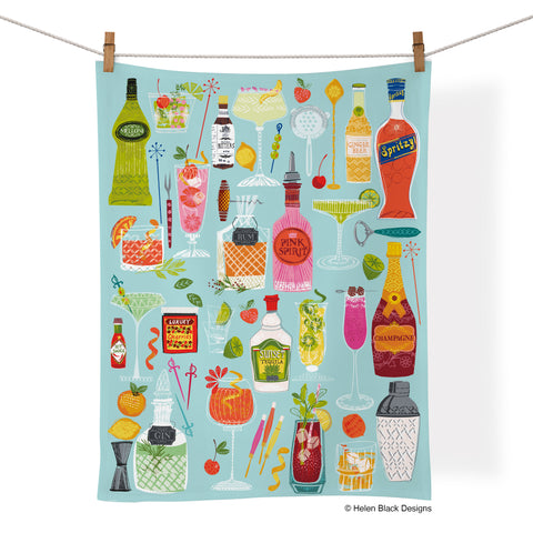 5 O'Clock Somewhere 100% Cotton Kitchen Tea Towel, artistic cotton towels, cotton tea towels, kitchen decor, 100% cotton kitchen towel, cocktail lovers