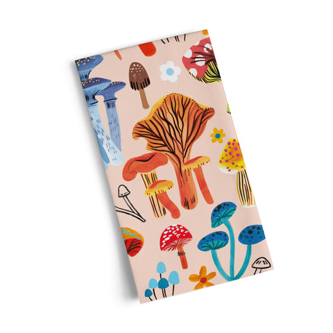 Art by Emma Jayne, mushroom patch tea towel, mushrooms, colorful towels, unique dish towels,
tea towels cotton, kitchen towels cotton