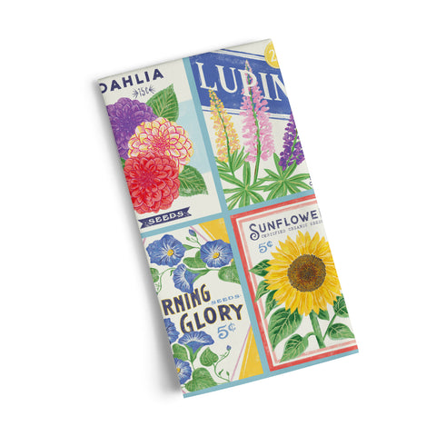 Art by Kenzie Kae Elston, seed packets, gardens, garden lovers, flower seeds, where to buy tea towels, tea towels for sale,
cool dish towels, cotton kitchen towels