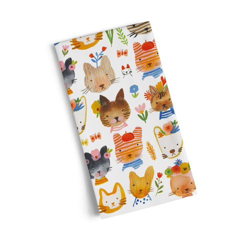 Art by Carolyn Gavin, kitty parade, cats, cat lovers, cool dish towels, cotton kitchen towels,
colorful towels, unique dish towels,